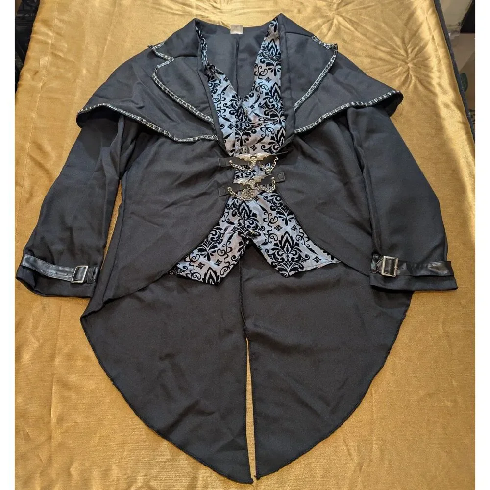 Spirit Halloween Gothic Tailcoat Jacket w/ Brocade Vest L 26"/40" Tails - Picture 1 of 7